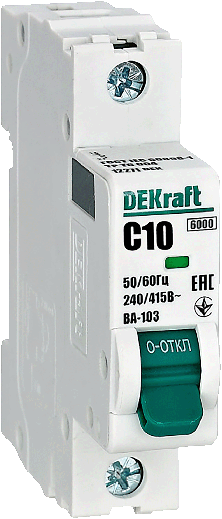 Автоматический выключатель Dekraft ВА-103 1P C10 A 6 кА 12271DEK - 1