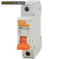 Изображение товара Автоматический выключатель TDM Electric ВА47-29 1P C40 А 4.5 кА SQ0206-0078