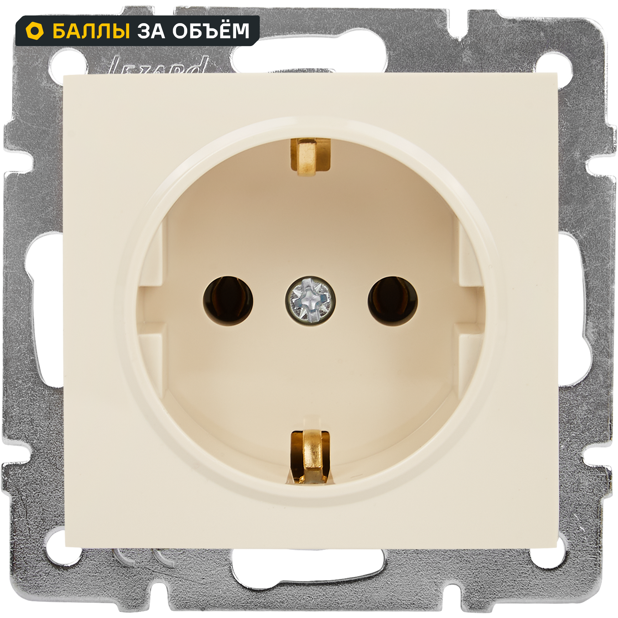 Изображение товара LEZARD Vesna розетка с заземлением кремовая 220В 16А IP20