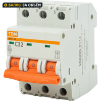 Изображение товара Автоматический выключатель TDM Electric ВА47-29 3P, защита до 4.5 кА, 32 А