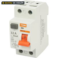 Изображение товара УЗО Tdm Electric ВД1-63 2P 32 A 30 мА 4.5 кА AC SQ0203-0010