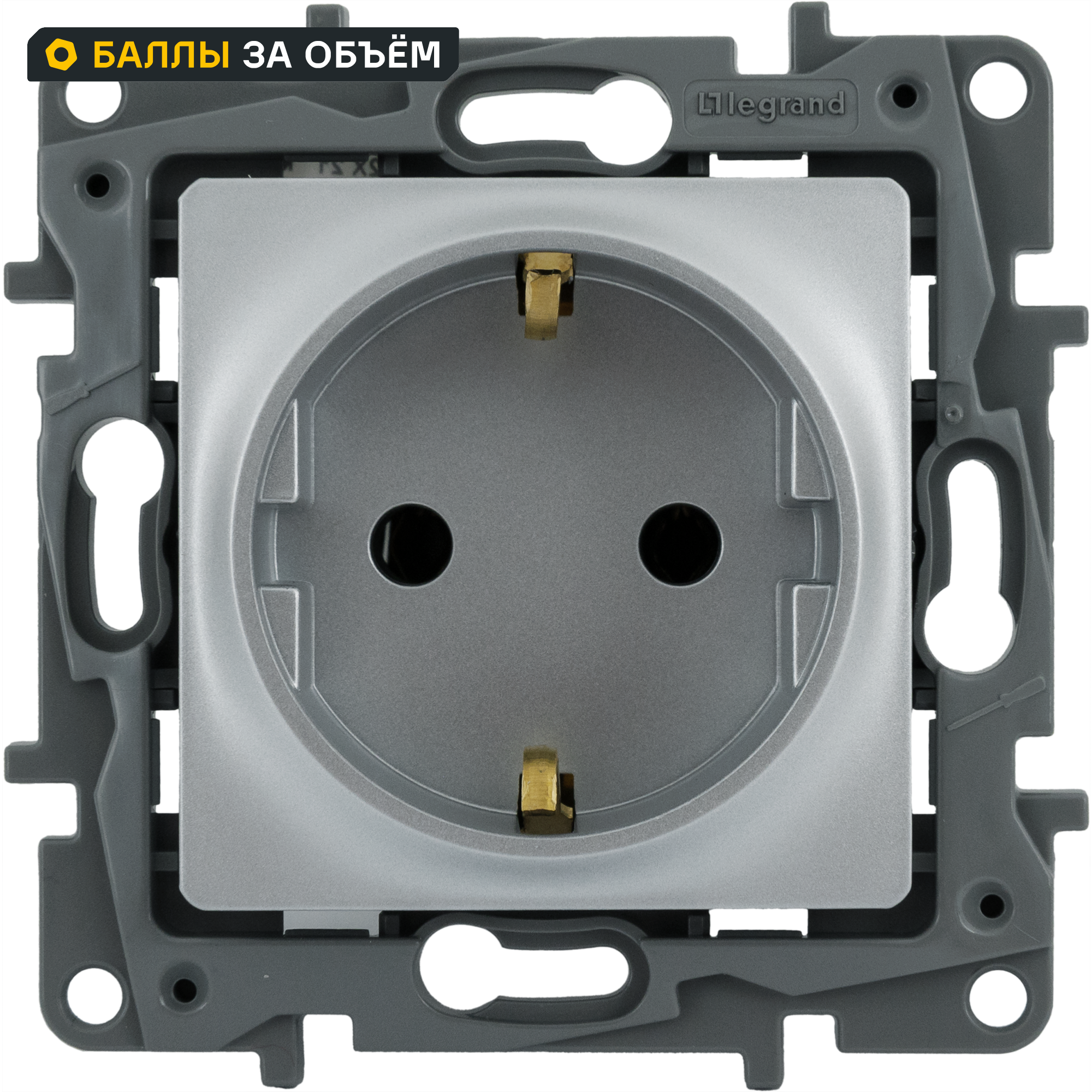 Изображение товара Розетка встраиваемая Legrand Etika 16A 250V алюминий без шторок