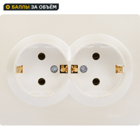 Изображение товара Розетка двойная Lezard Vesna с заземлением цвет жемчужный белый перламутровый