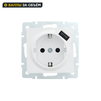 Изображение товара Розетка Lezard Vesna с заземлением и USB, белая, встроенная