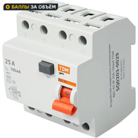 Изображение товара УЗО TDM Electric ВД1-63 4P 25A 100мA 4.5kA AC