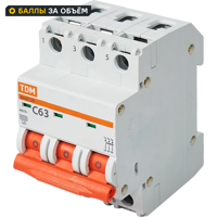 Изображение товара Автоматический выключатель ВА47-29 3P 63А 4.5 кА TDM Electric