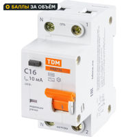 Изображение товара Дифференциальный автомат AVDT 32 2P 16A 10мA 4 5кА ТДМ ELECTRIC