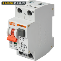 Изображение товара Дифференциальный автомат TDM Electric АВДТ-63 2P 10A 30мА 6 кА