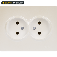 Изображение товара Двойная встраиваемая розетка Lezard Vesna без заземления жемчужный белый IP20