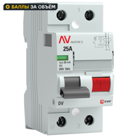 Изображение товара EKF Averes DV 2P 25A 30мA 10kA AC УЗО II полюса