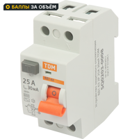 Изображение товара УЗО TDM Electric ВД1-63 2P 25A 30мА AC для защищенной электросети