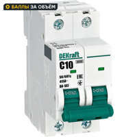 Изображение товара Автоматический выключатель ВА-103 2P 10А 6кА от Dekraft для защиты электросетей