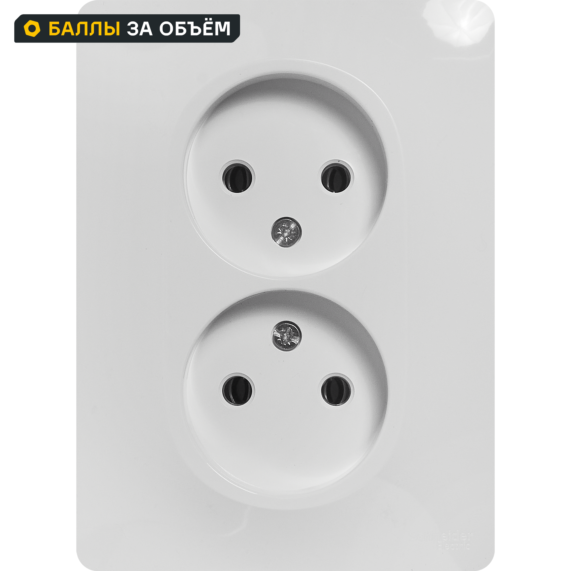 Изображение товара Розетка двойная встраиваемая Schneider Electric Glossa белая без заземления