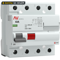 Изображение товара УЗО EKF Averes DV 4P 63 A 100 мА 10 кА AC