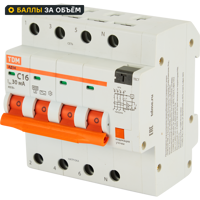 Изображение товара Дифференциальный автомат TDM ELECTRIC АД-14 AC SQ0204-0130 16 А 30 мА 4,5 кА
