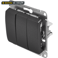 Изображение товара Выключатель встраиваемый Systeme Electric Glossa 3 клавиши антрацит