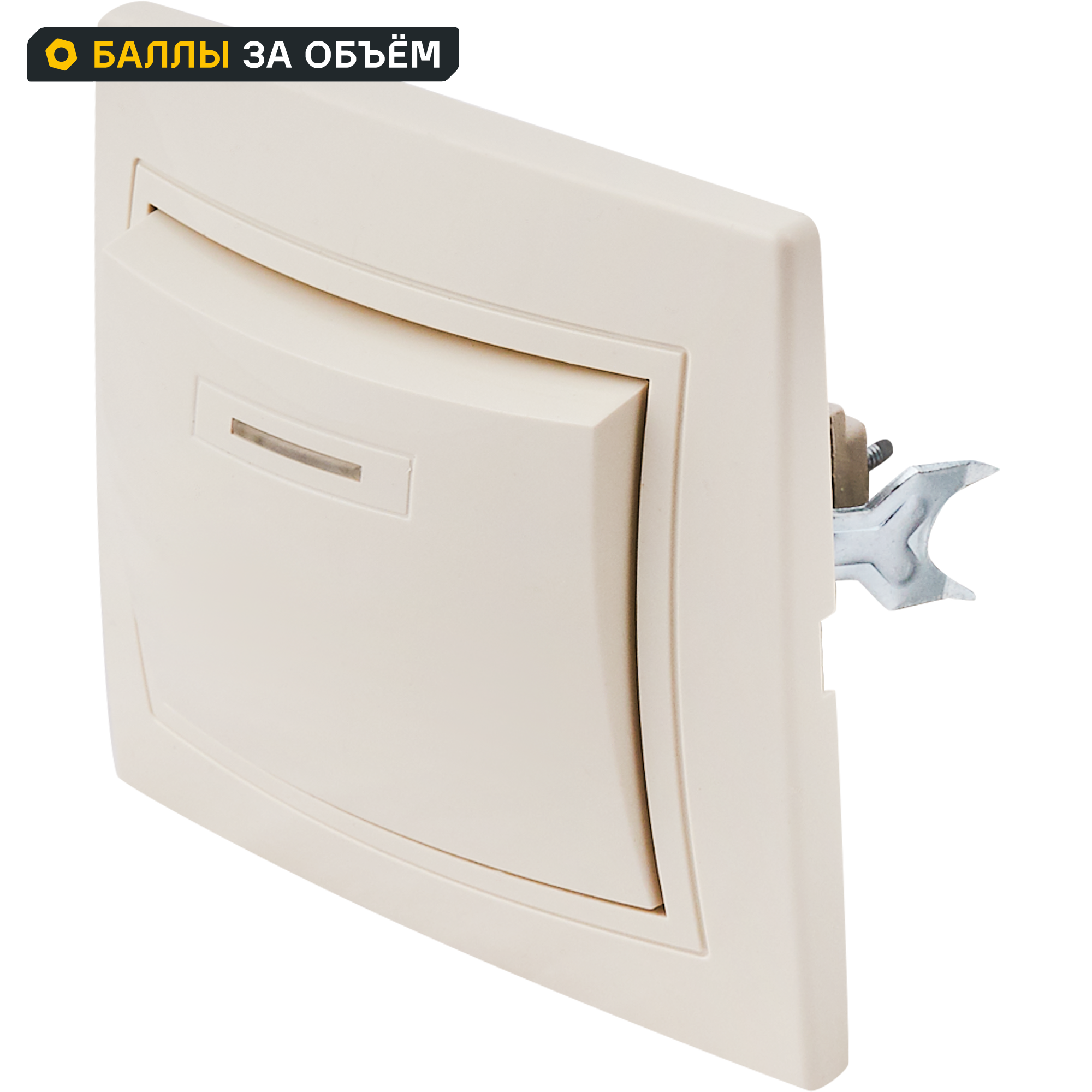Изображение товара Выключатель встраиваемый Таймыр 1 клавиша подсветка бежевый