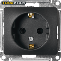 Изображение товара Розетка встраиваемая Systeme Electric Glossa с заземлением с шторками цвет антрацит