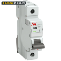 Изображение товара Автоматический выключатель EKF Averes AV-6 1P C25 А 6 кА mcb6-1-25C-av