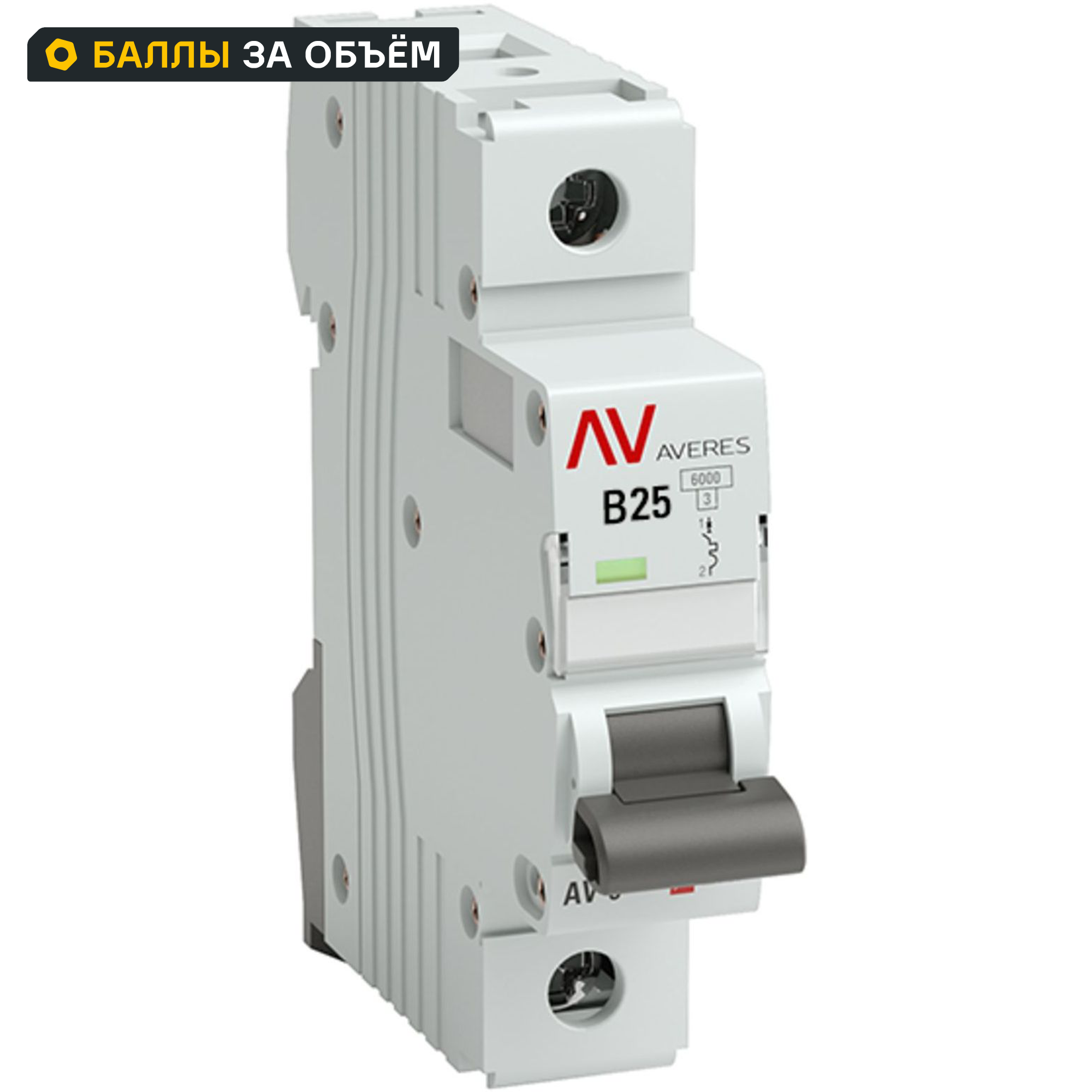 Изображение товара Автоматический выключатель EKF Averes AV-6 1P 25А 6кА защитное устройство