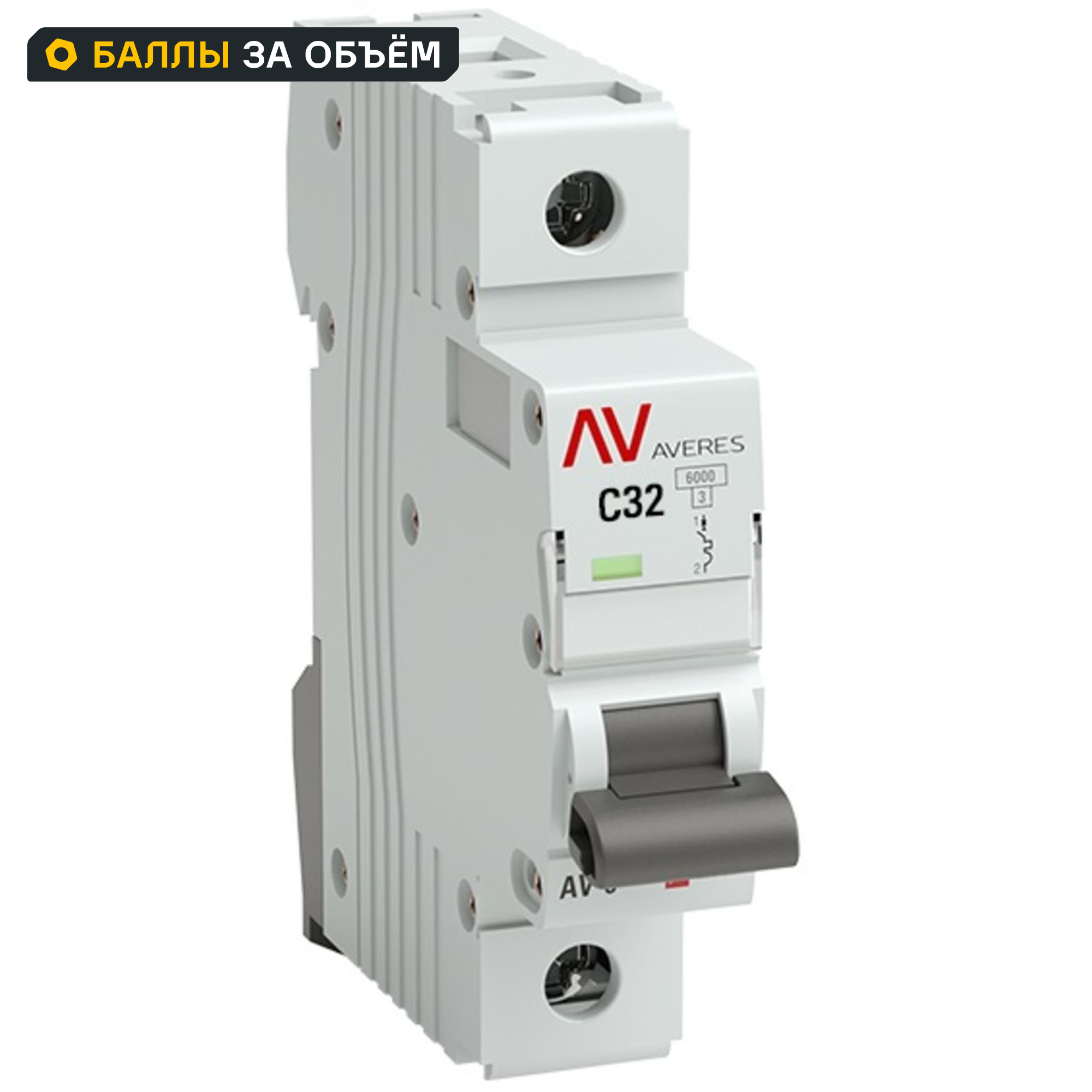 Изображение товара Автоматический выключатель EKF Averes AV-6 1P 32А 6 кА для защиты цепей