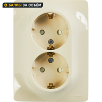 Изображение товара Розетка двойная Schneider Electric Glossa встройка бежевый с заземлением IP20