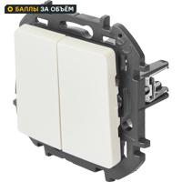 Изображение товара Переключатель двухклавишный - Lexman Lilian - 10A 250В безвинтовые зажимы - жемчуг