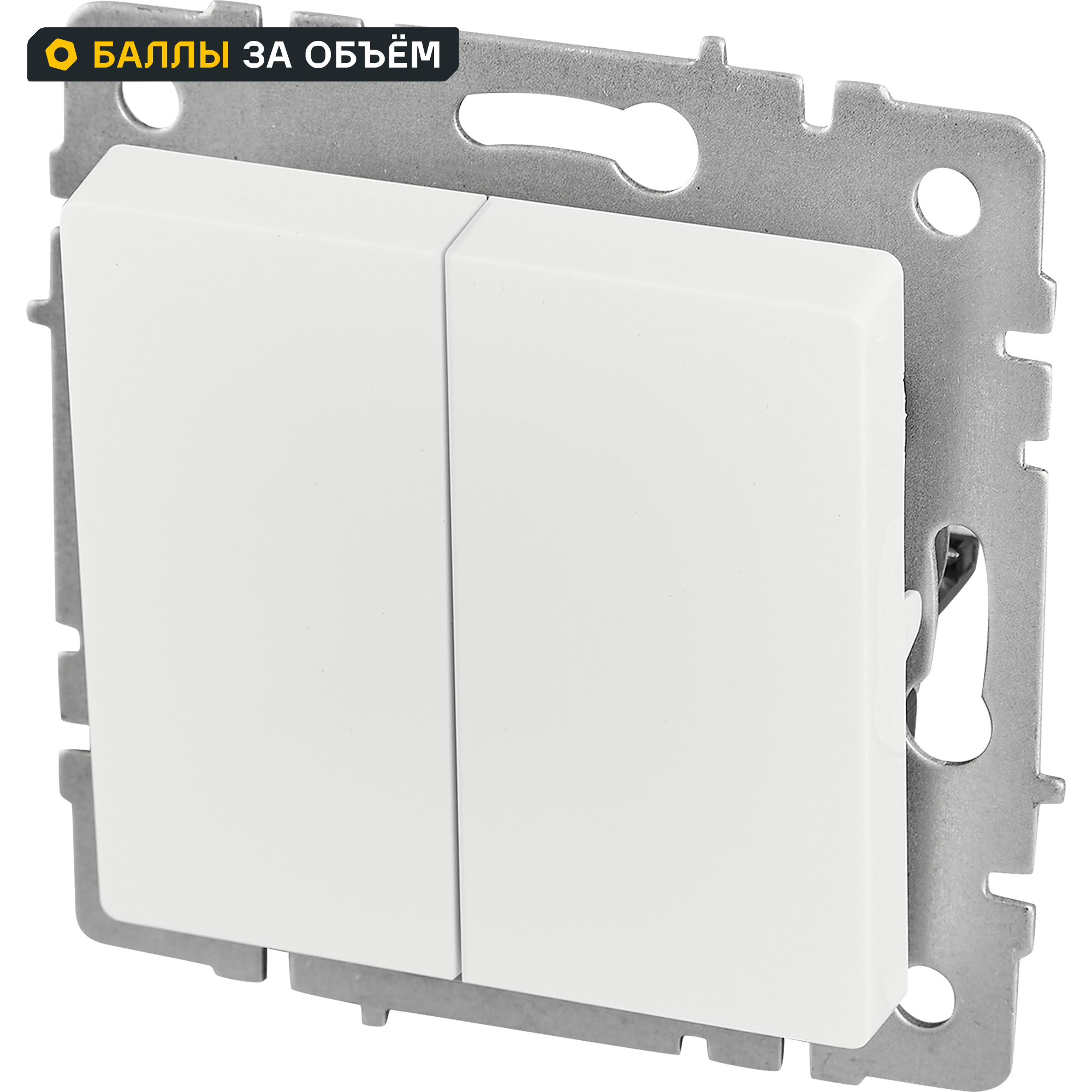 Изображение товара Выключатель встраиваемый IEK Brite 2 клавиши белый