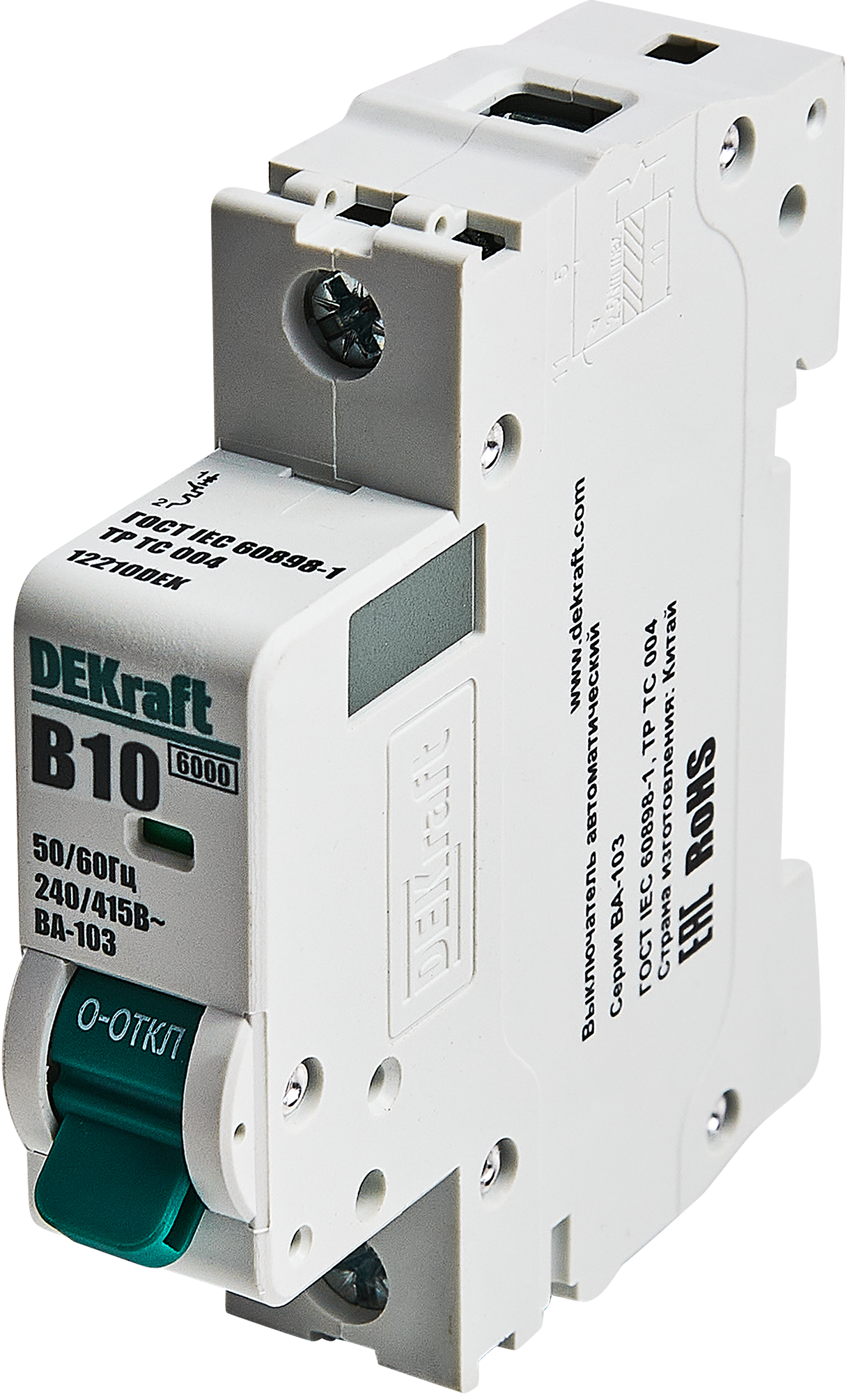 Автоматический выключатель Dekraft ВА-103 1P B10 А 6 кА 12207DEK - 1