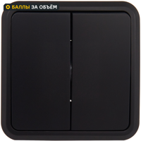 Изображение товара Выключатель накладной First 2 клавиши черный матовый