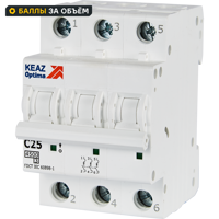 Изображение товара Автоматический выключатель КЭАЗ Opti Din BM63 3P C25 А 4,5 кА