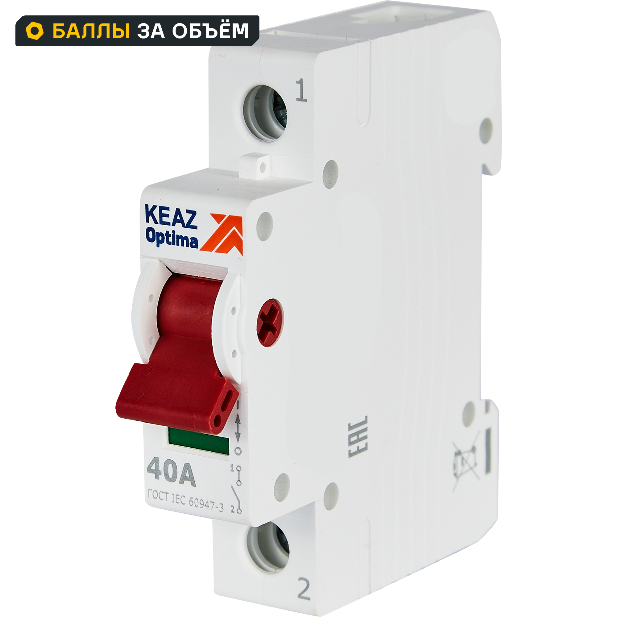 Изображение товара Автоматический выключатель КЭАЗ Opti Din ВМ63PL 1P C40 А 4,5 кА