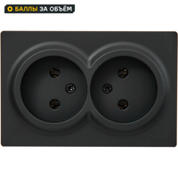 Изображение товара Розетка двойная Lezard Leto без заземления черный бархат 2 поста