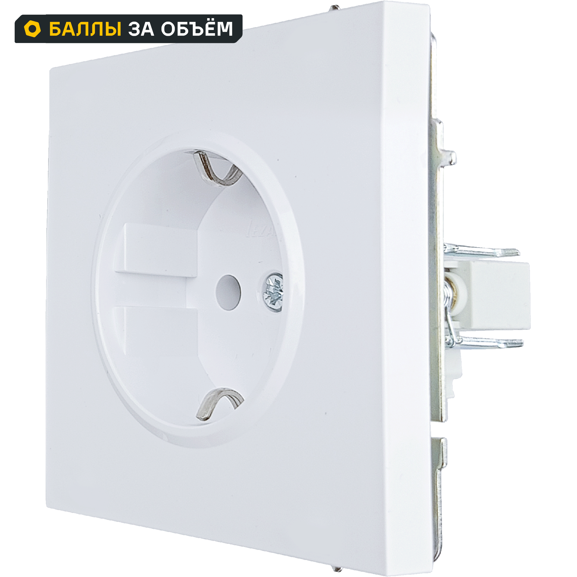 Изображение товара Розетка встраиваемая Lezard Zima белая с заземлением