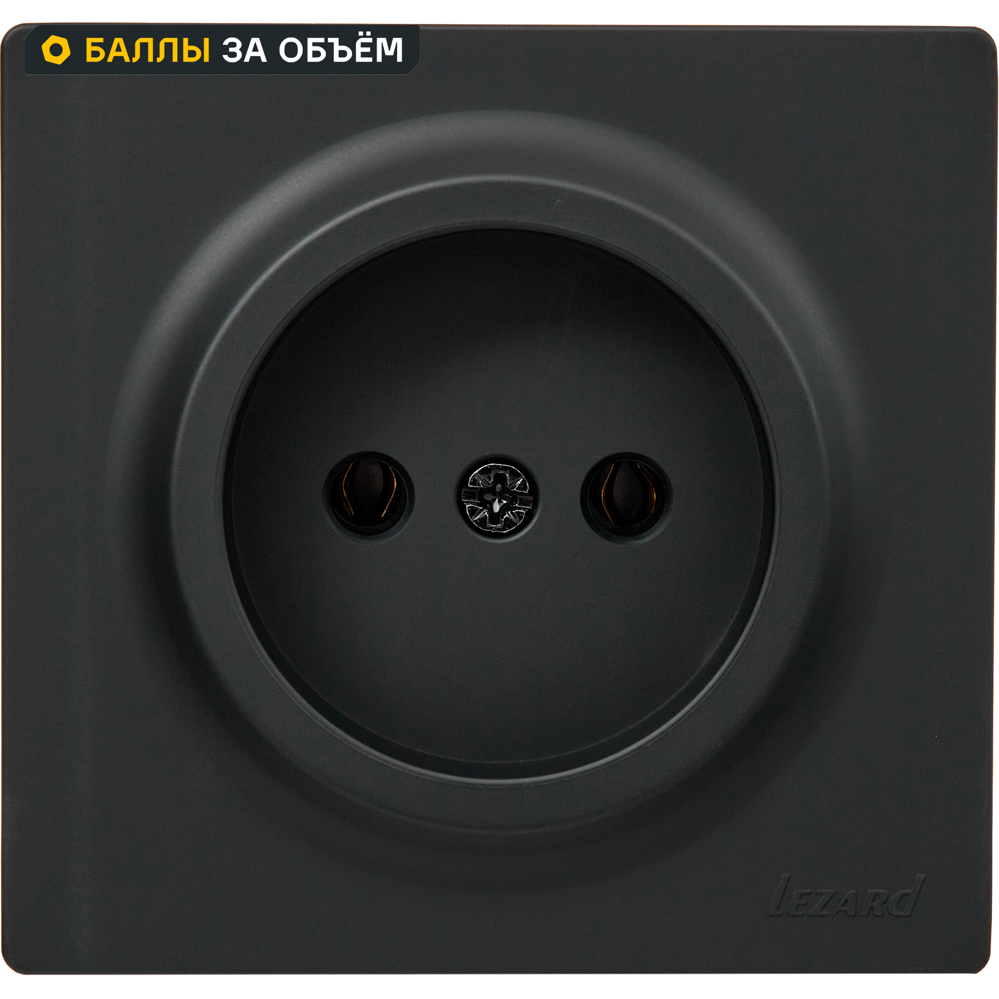 Изображение товара Розетка накладная Lezard Leto без заземления черный бархат IP20 1 пост