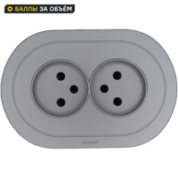 Изображение товара Розетка двойная встраиваемая Osen без заземления круглая цвет серый