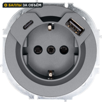 Изображение товара Встраиваемая розетка LEZARD Osen TC+USB с заземлением серый