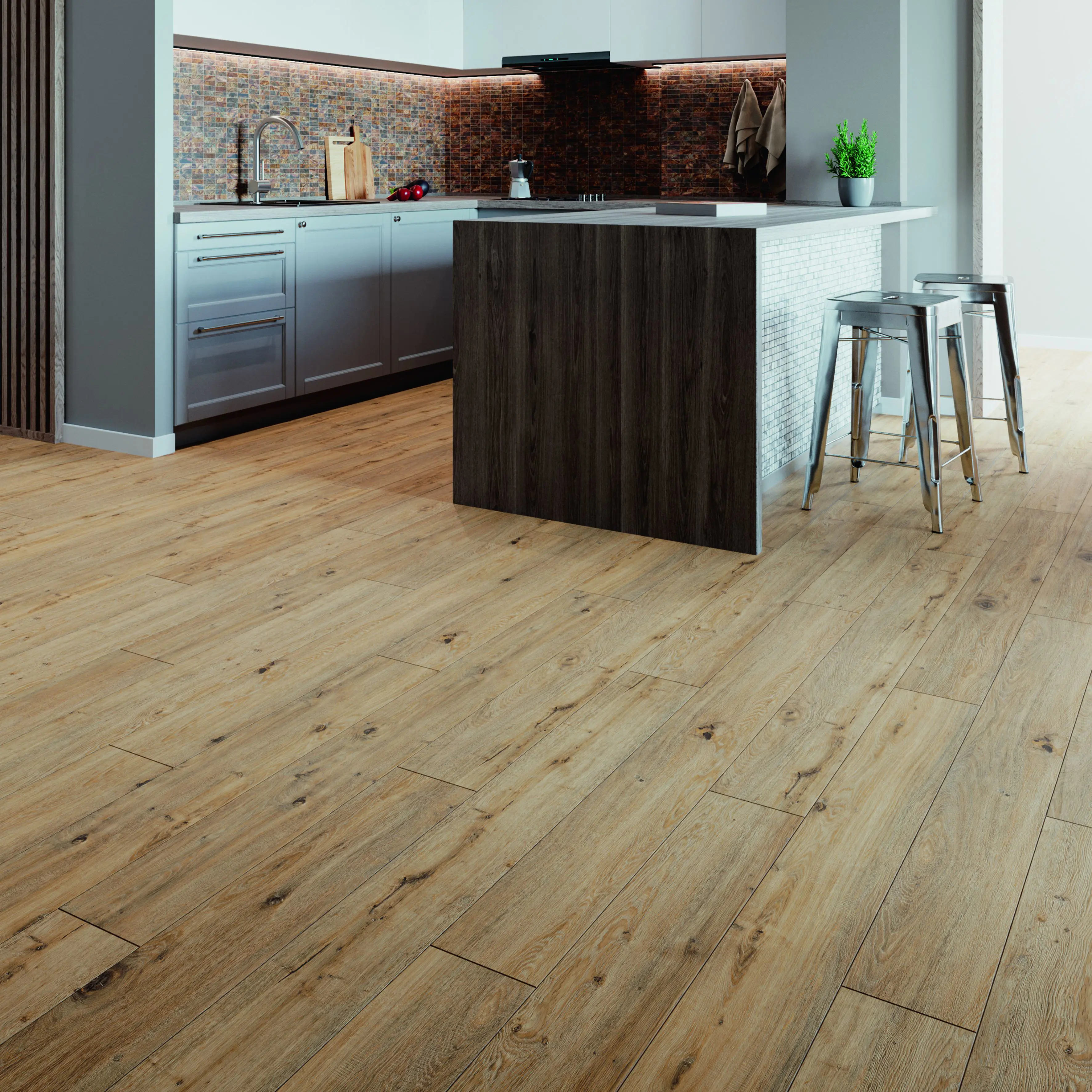 Ламинат «Дуб Валаам» водостойкость 24 часа 33 класс толщина 8 мм с фаской 1.596 м²