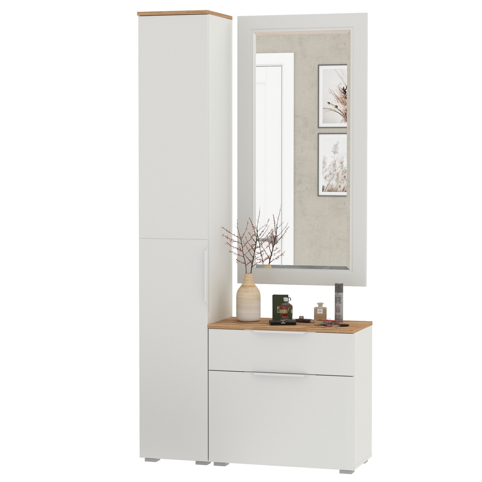 Изображение товара Комплект мебели для прихожей MOBI Октава № 42 со шкафом, обувницей и зеркалом