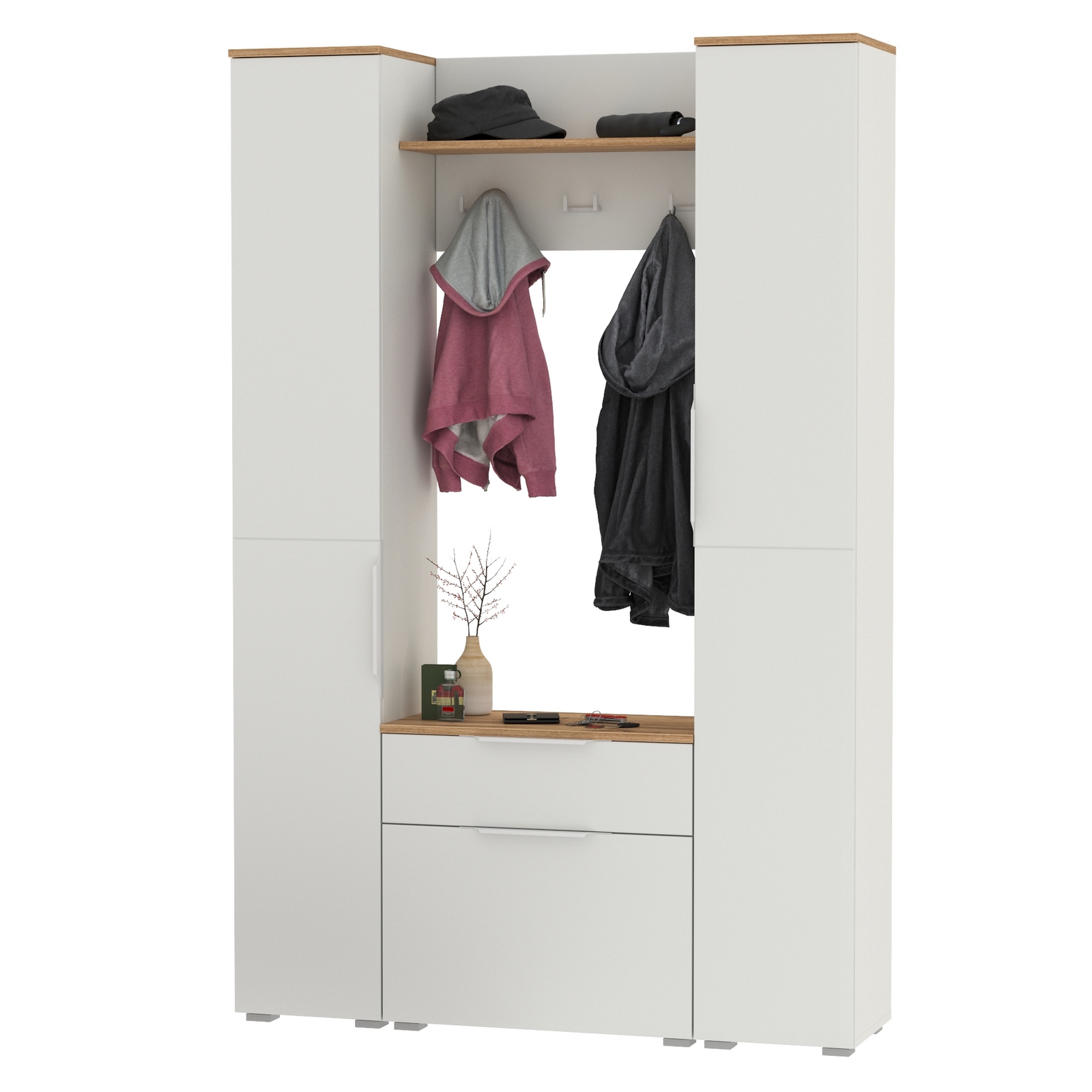 Изображение товара Модульная мебель для прихожей MOBI Октава № 18 белый/дуб золотой комплект