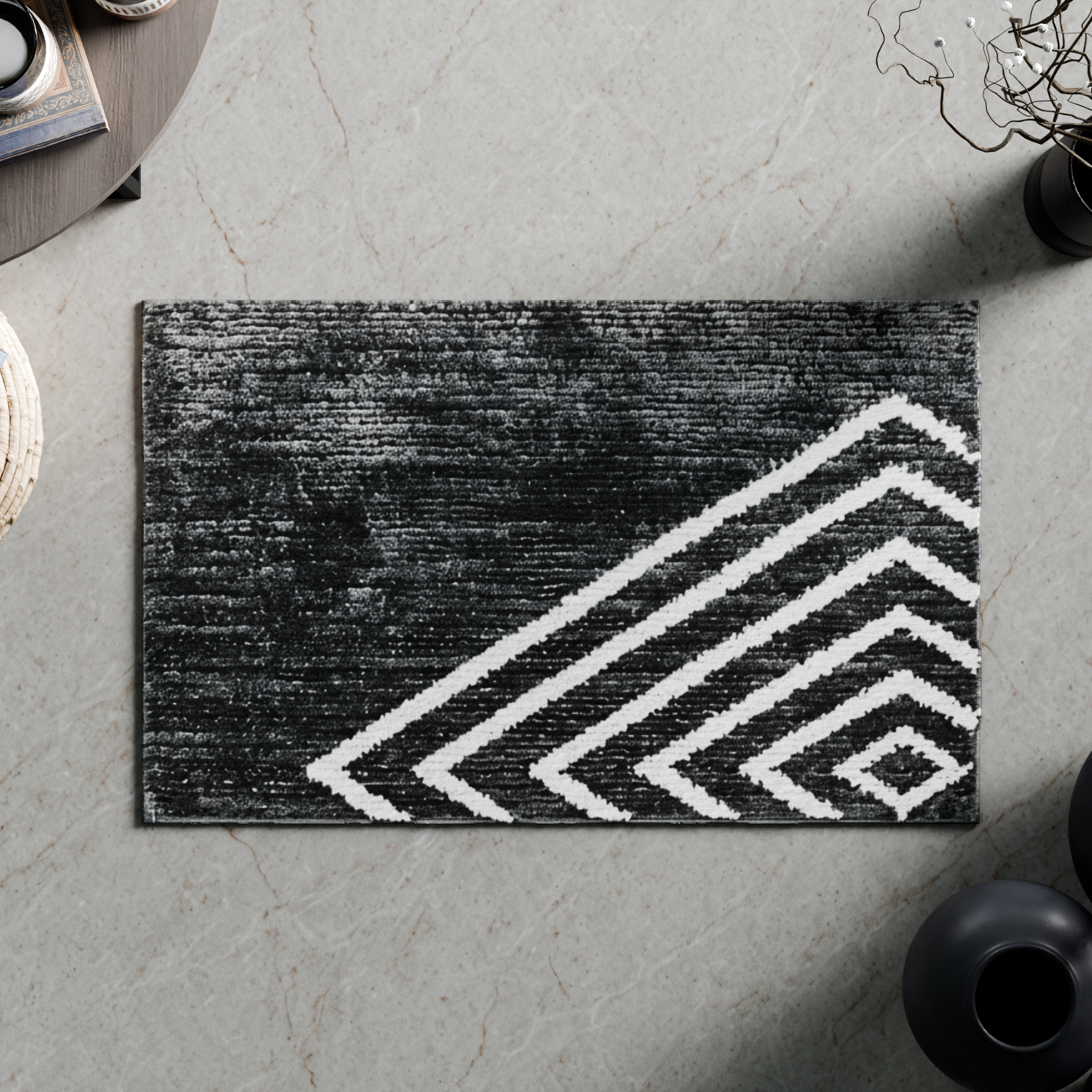 Изображение товара Коврик для ванной Bath Plus Ромб 50x80 см черный с белым рисунком