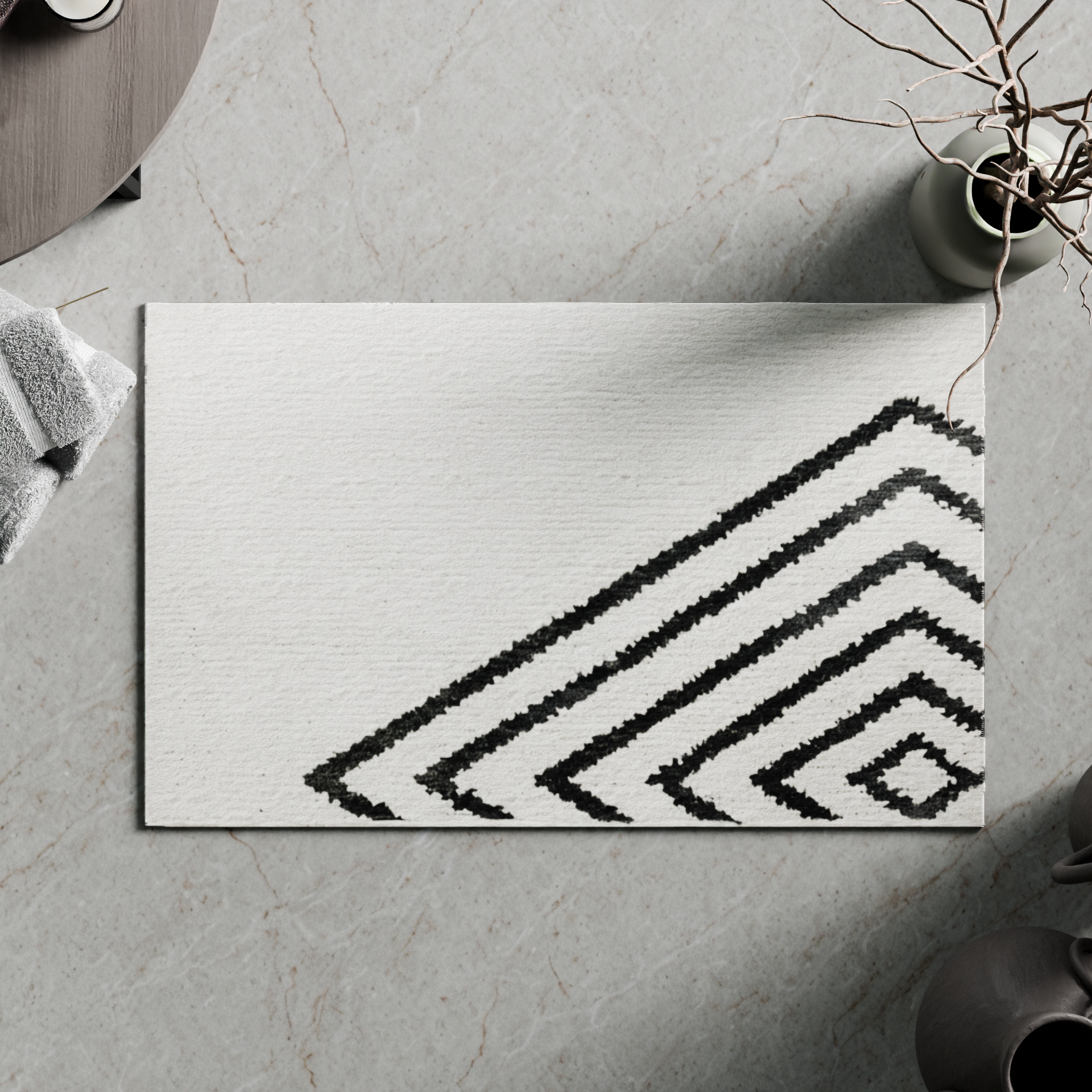 Изображение товара Коврик для ванной Bath Plus Ромб 50x80 см светло-бежевый черный рисунок