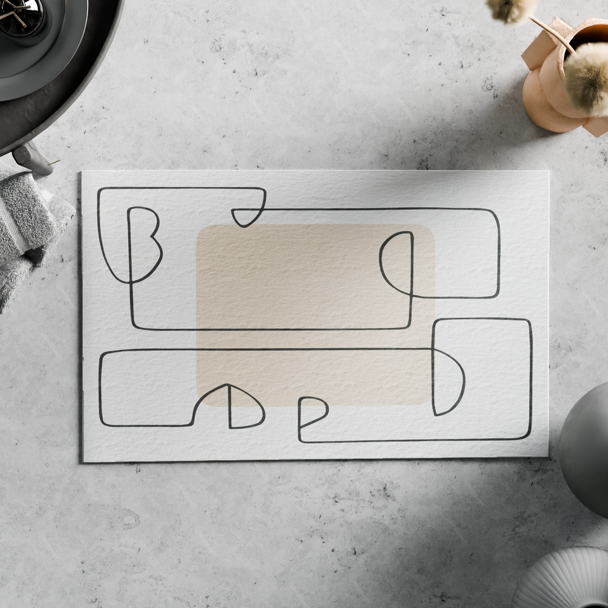 Изображение товара Коврик для ванной Swensa Two 50x80 см бело-бежевый противоскользящее покрытие