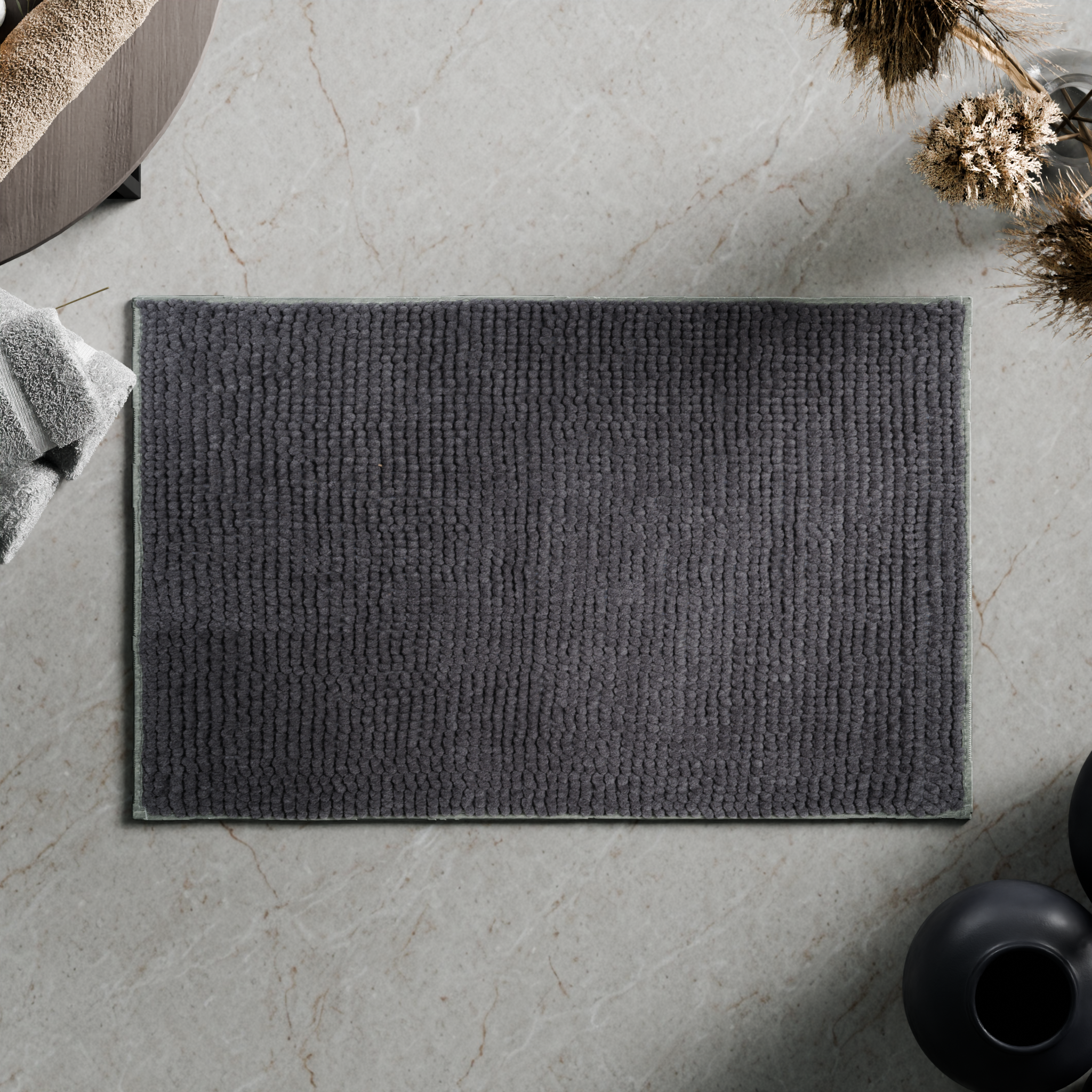 Изображение товара Коврик для ванной Vidage Аден 50x70 см серый мягкий впитывающий стильный