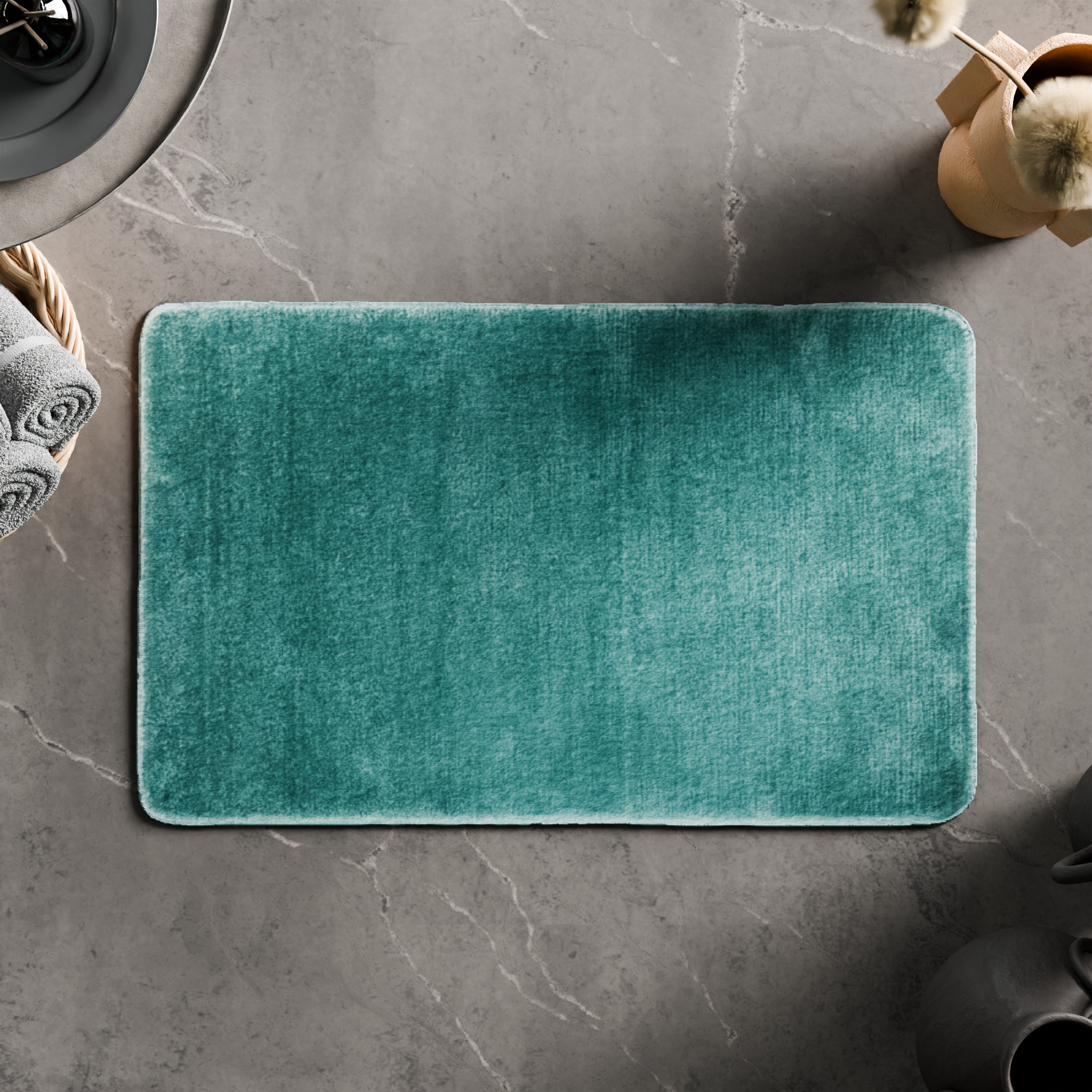 Изображение товара Коврик для ванной комнаты Swensa Presto 50x80 см микрофибра бирюзовый современный дизайн
