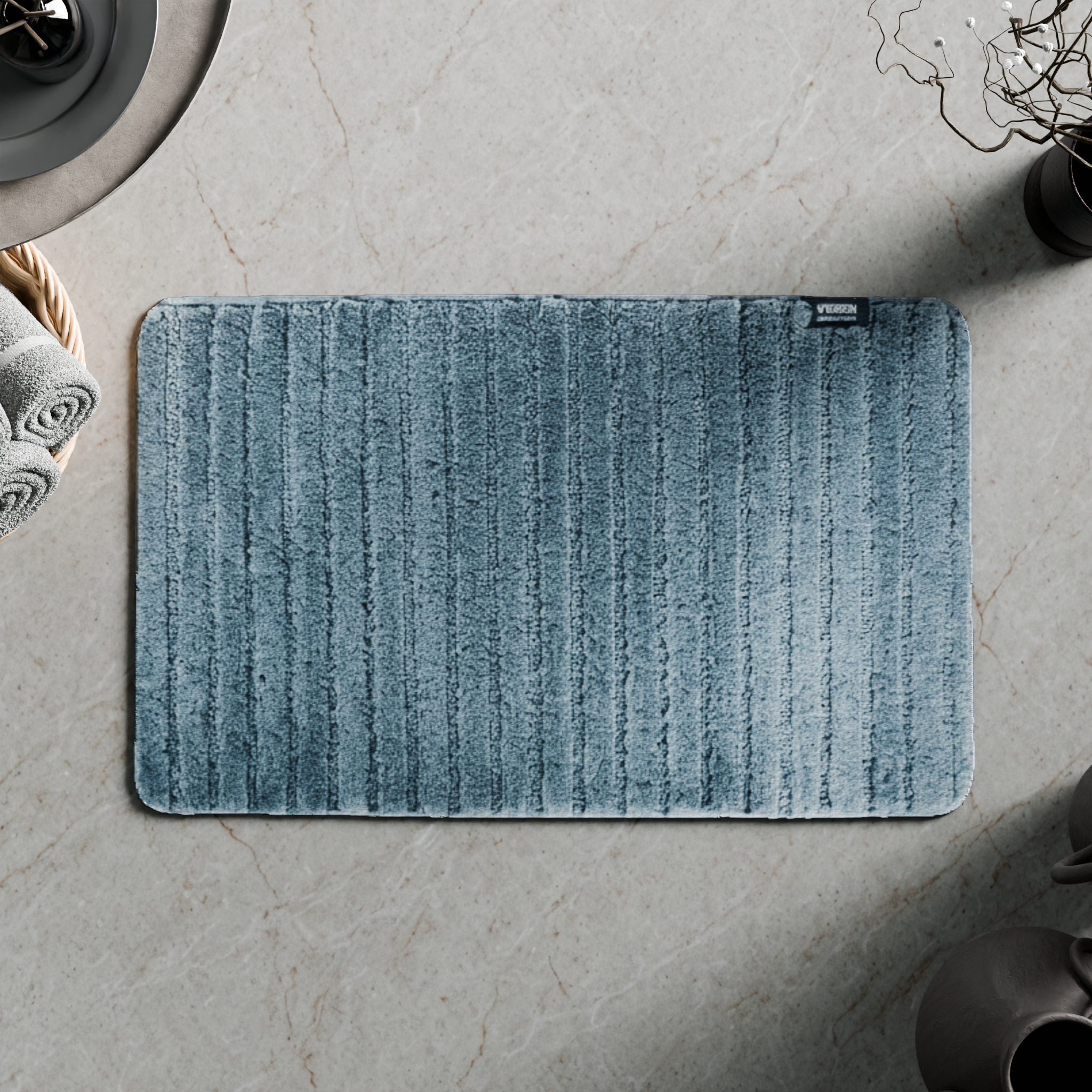 Изображение товара Коврик для ванной Fixsen Total 50x80 см синий противоскользящий микрофибра