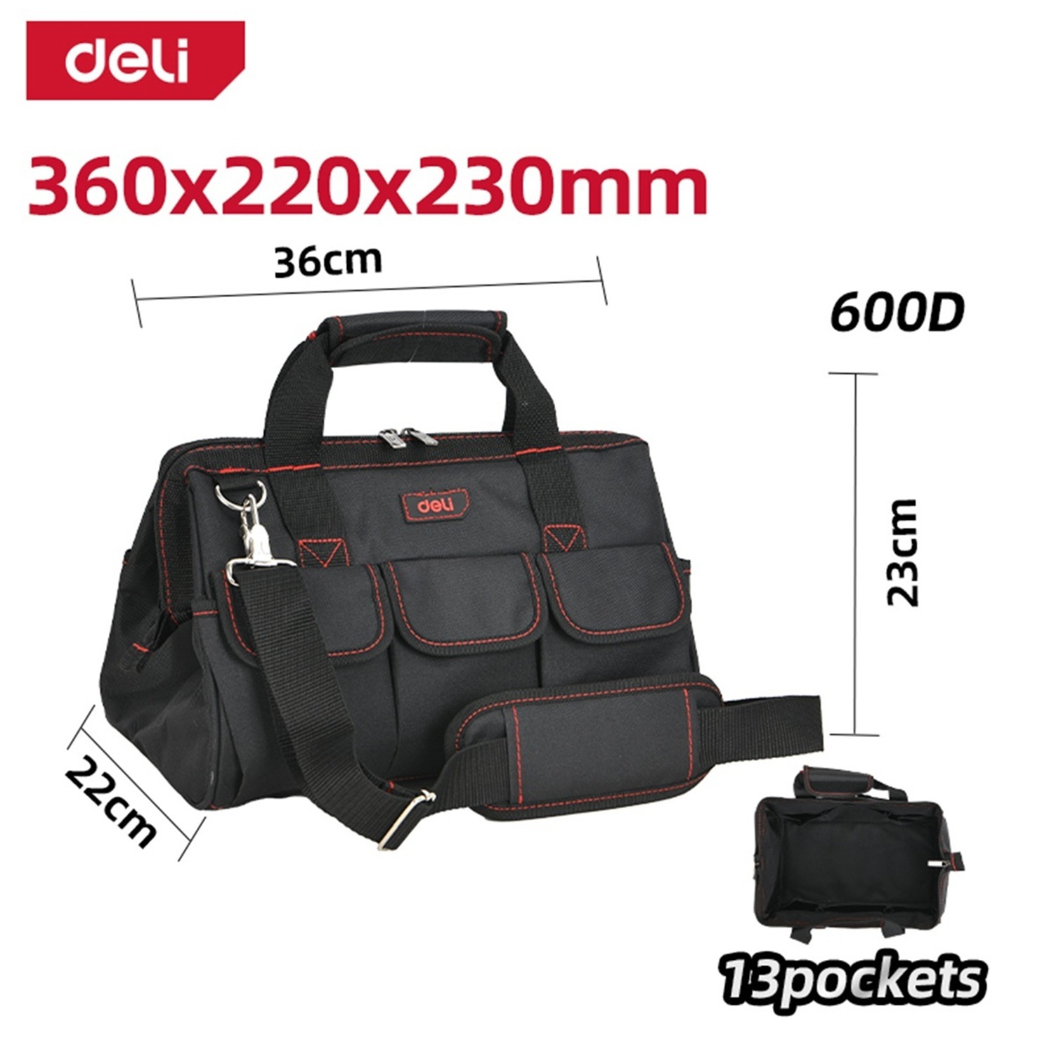 Изображение товара Сумка для инструментов Deli 220x230x360 мм, ткань
