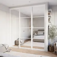 Изображение товара Дверь для шкафа-купе с разделением 245.5x80.4 см алюминий/зеркало цвет белый муар Изображение товара Дверь для шкафа-купе с разделением 245.5x80.4 см алюминий/зеркало цвет белый муар