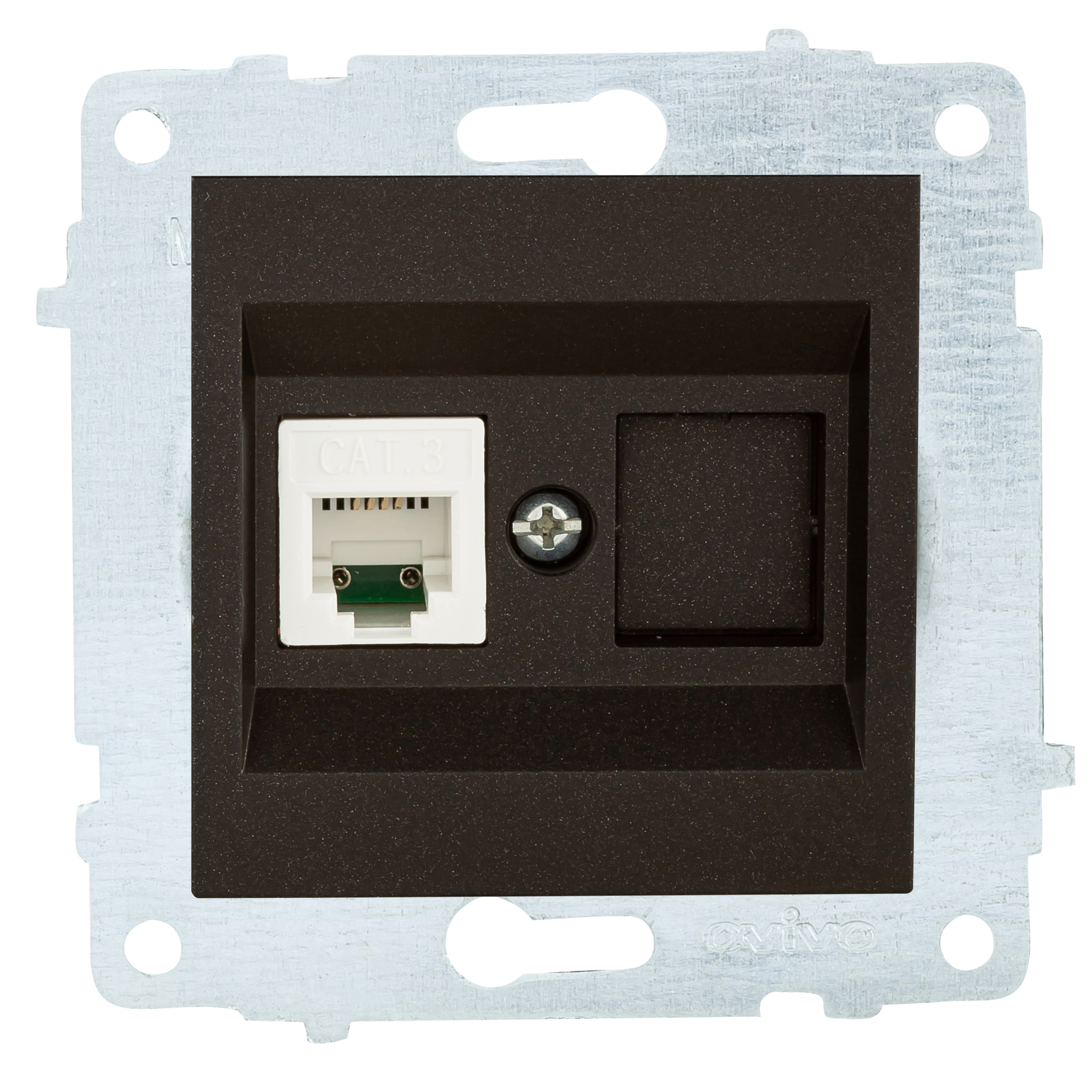 Изображение товара Розетка компьютерная встраиваемая Ovivo M+K Loft CAT6 600-000317-229 с заземлением цвет черный матовый