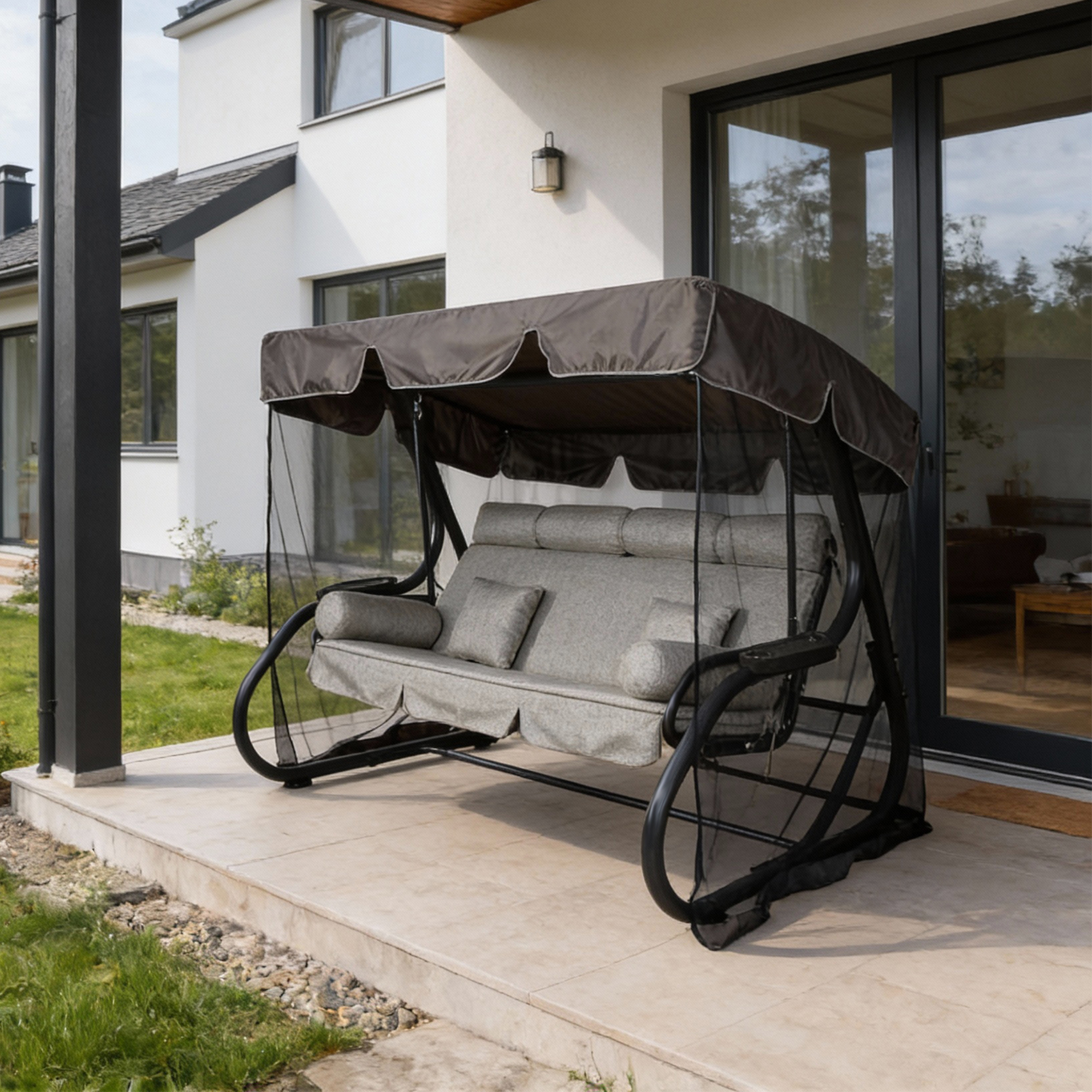 Изображение товара Качели садовые Greengard Сиена 4-х местные серый